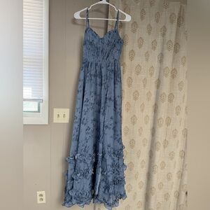 Elegant Blue Floral Maxi Dress